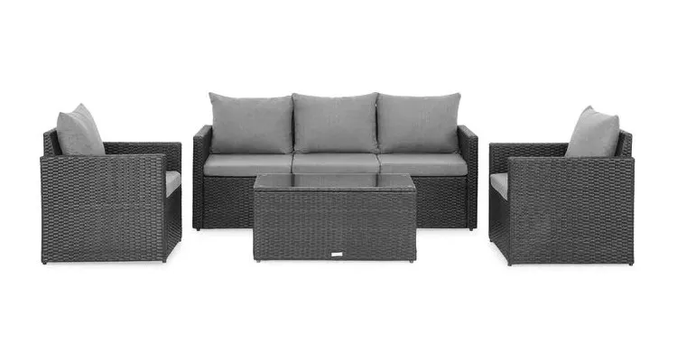 Set mobilier gradina poliratan cu 2 fotolii, canapea si masuta gri MARTI — imaginea 2