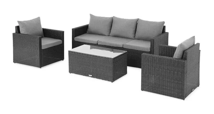 Set mobilier gradina poliratan cu 2 fotolii, canapea si masuta gri MARTI — imaginea 3