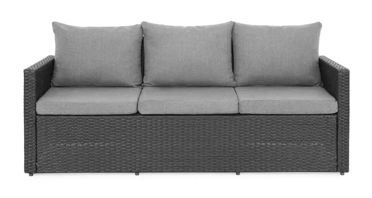 Set mobilier gradina poliratan cu 2 fotolii, canapea si masuta gri MARTI — imaginea 4