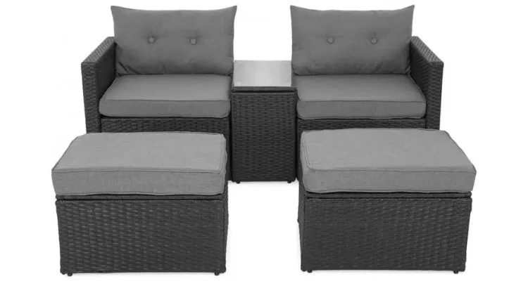 Set mobilier MARTI terasa/gradina, fotoliu brat stanga, fotoliu brat dreapta, 2 taburete si masuta