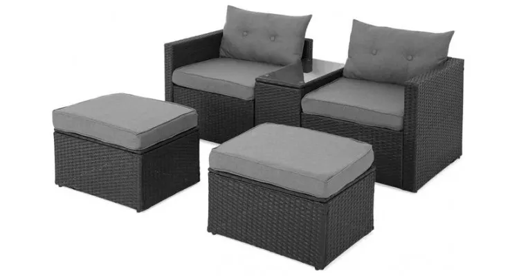 Set mobilier MARTI terasa/gradina, fotoliu brat stanga, fotoliu brat dreapta, 2 taburete si masuta — imaginea 3
