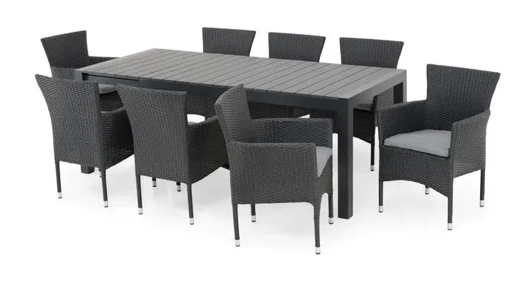 Set mobilier ENCORE terasa/gradina, 8 scaune si masa extensibila — imaginea 2