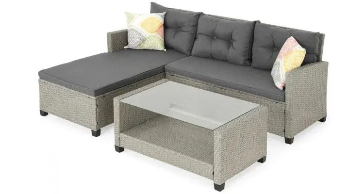 Set mobilier ASTHER terasa/gradina, coltar 2 piese si masuta — imaginea 3