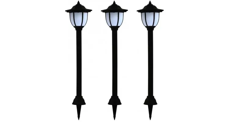 Lampi solare de exterior cu LED, 3 buc, negru