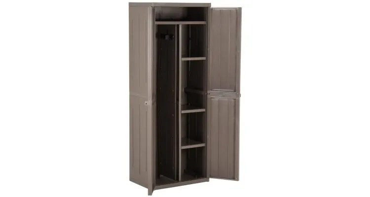 Dulap de depozitare pentru gradina, maro, 65x45x172 cm PP ratan — imaginea 5
