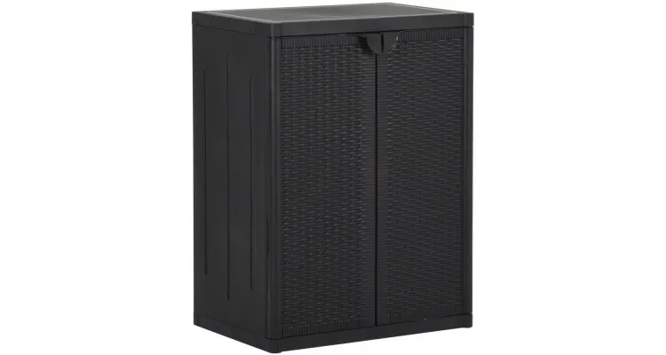 Dulap de depozitare pentru gradina, negru, 65x45x88 cm PP ratan — imaginea 2