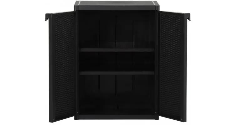 Dulap de depozitare pentru gradina, negru, 65x45x88 cm PP ratan — imaginea 4