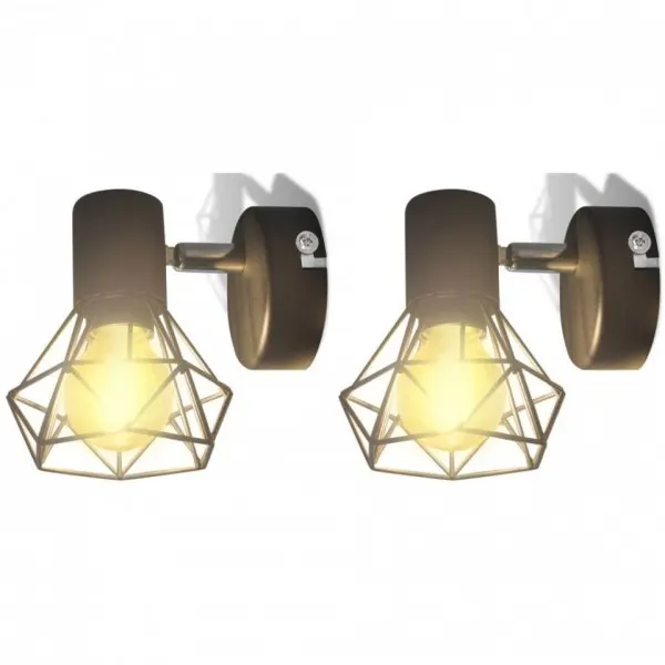 Candelabru perete cadru stil industrial 2 becuri led filament, negru