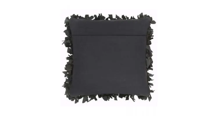 Pernute shaggy, 2 buc., negru, 45x45 cm, piele si bumbac — imaginea 3