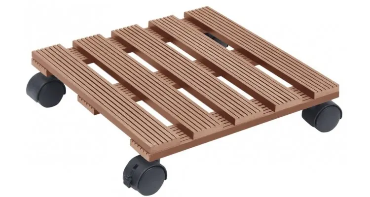 Suporturi de plante cu role, 2 buc., maro, 30x30x7,5 cm, wpc — imaginea 2