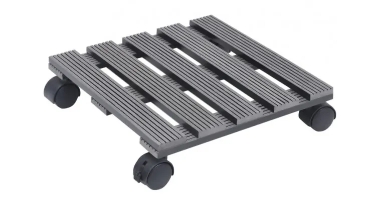 Suporturi de plante cu role, 2 buc., gri, 30x30x7,5 cm, wpc — imaginea 2