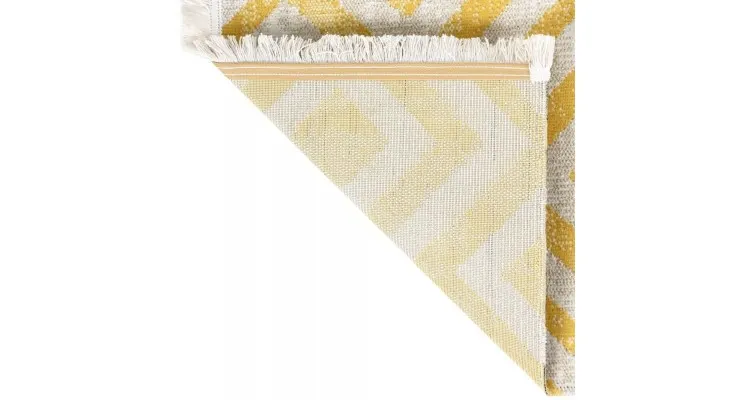 Covor de exterior, galben si bej, 80x150 cm, tesatura plata — imaginea 3
