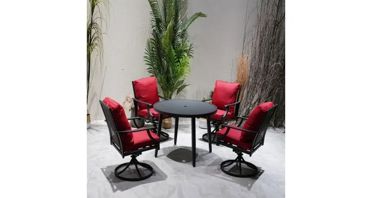 Set mobilier BRAXTON terasa si gradina, 4 scaune rotative si masa — imaginea 3