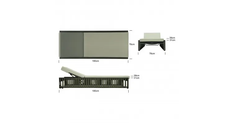 Set sezlonguri metalice, Skyline Horizon Lounger, terasa si gradina, 2 sezlonguri si masuta — imaginea 2