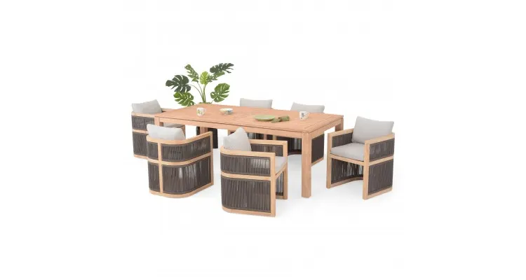 Set mobilier ELBA terasa si gradina, 6 scaune si masa extensibila — imaginea 2