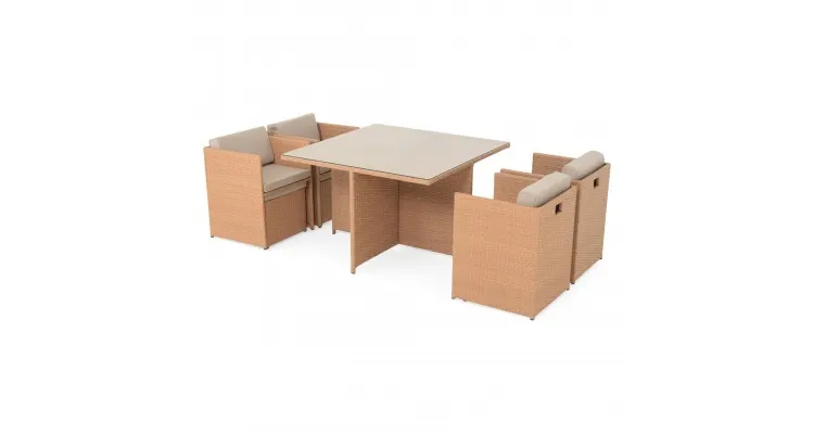 Set mobilier CUBIC terasa si gradina, 4 fotolii, 4 taburete si masa — imaginea 2