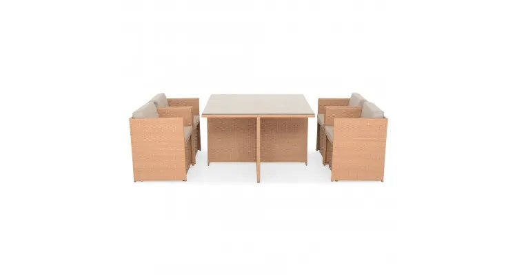 Set mobilier CUBIC terasa si gradina, 4 fotolii, 4 taburete si masa — imaginea 3