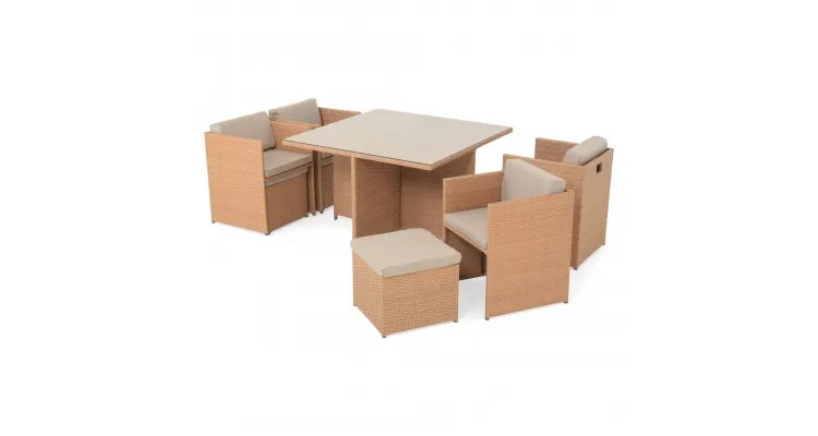 Set mobilier CUBIC terasa si gradina, 4 fotolii, 4 taburete si masa — imaginea 4
