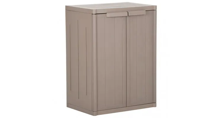 Dulap de depozitare gradina, maro, 65x45x88 cm PP aspect lemn — imaginea 2