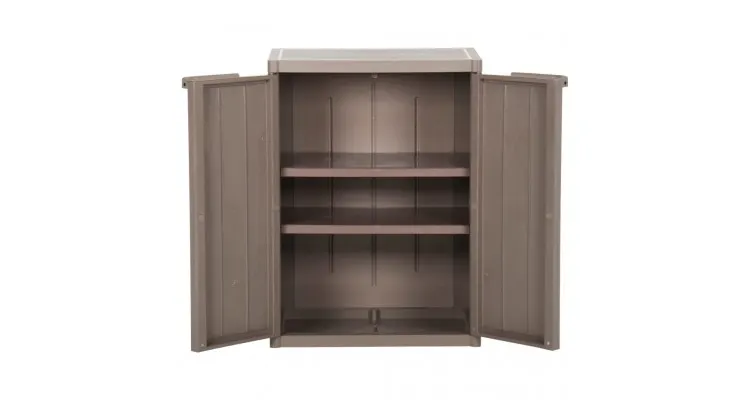 Dulap de depozitare gradina, maro, 65x45x88 cm PP aspect lemn — imaginea 4