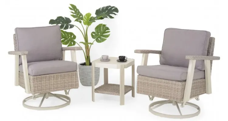 Set mobilier AMABEL terasa si gradina, 2 fotolii rotative si masuta — imaginea 2