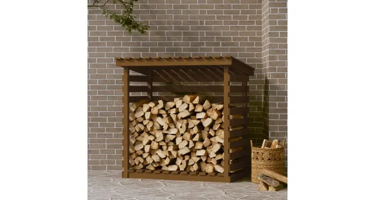 Rastel lemne de foc, maro miere, 108x73x108 cm, lemn masiv pin — imaginea 2