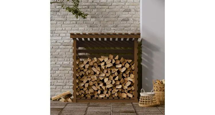 Rastel lemne de foc, maro miere, 108x73x108 cm, lemn masiv pin — imaginea 3