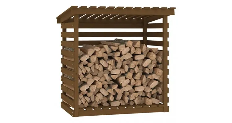 Rastel lemne de foc, maro miere, 108x73x108 cm, lemn masiv pin — imaginea 4