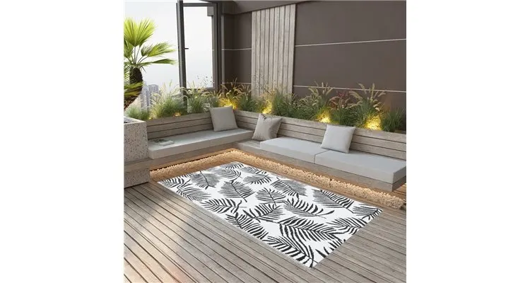 Covor de exterior, alb si negru, 120x180 cm, pp — imaginea 2