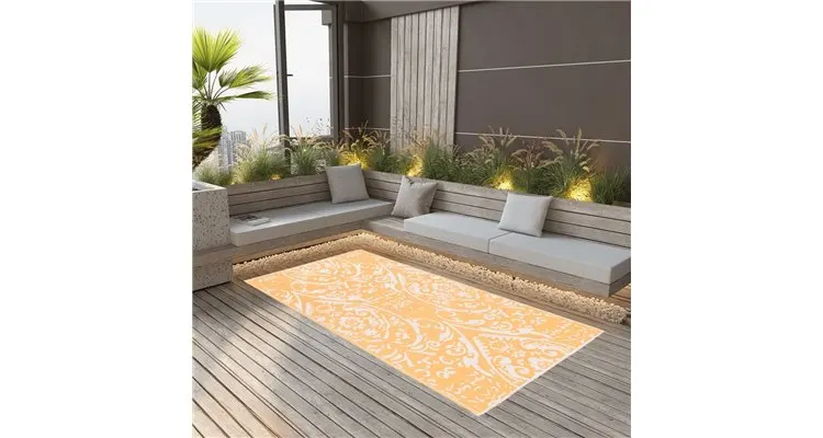 Covor de exterior, portocaliu si alb, 120x180 cm, pp — imaginea 2