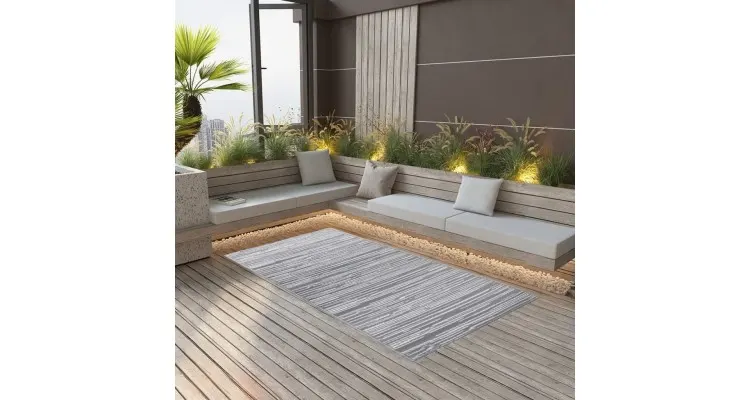 Covor de exterior, gri, 120x180 cm, pp — imaginea 2