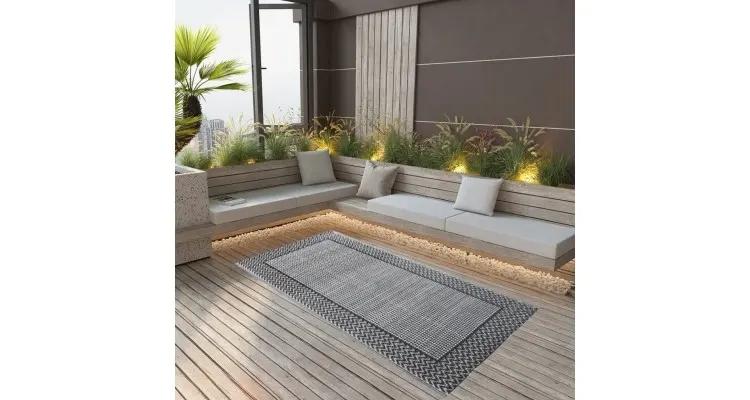 Covor de exterior, gri, 120x180 cm, pp — imaginea 2