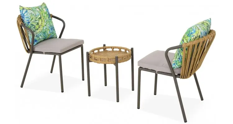 Set mobilier gradina AMADORA, aluminiu ratan, cu 2 scaune si masuta — imaginea 4