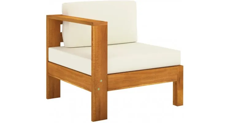 Canapea de gradina cu perne alb crem, 3 locuri, lemn acacia — imaginea 3