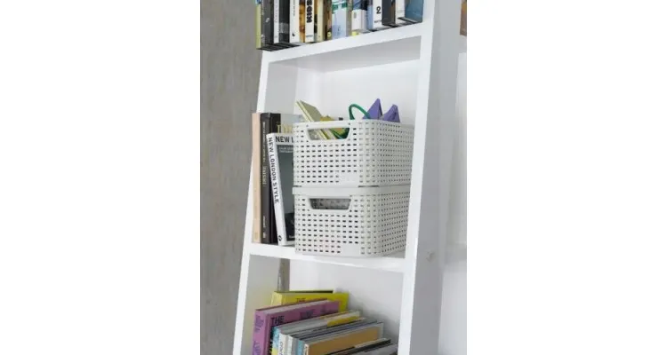 Cutie depozitare cu manere 18L (M) rattan alb cu capac — imaginea 4
