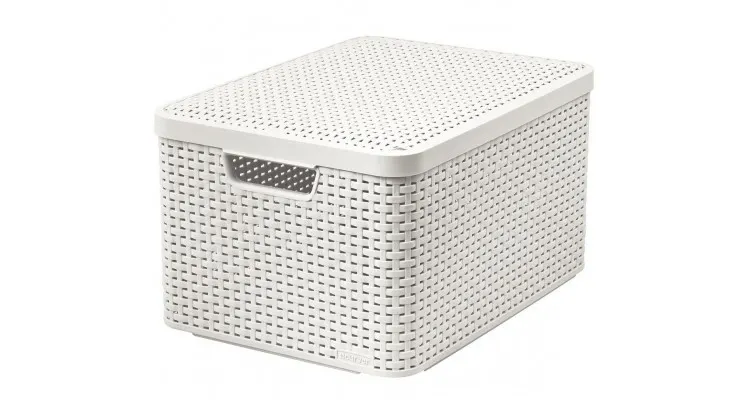 Cutie depozitare cu capac 30L (L), Curver, Rattan alb