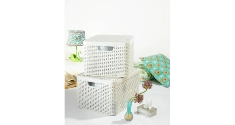 Cutie depozitare cu capac 30L (L), Curver, Rattan alb — imaginea 2