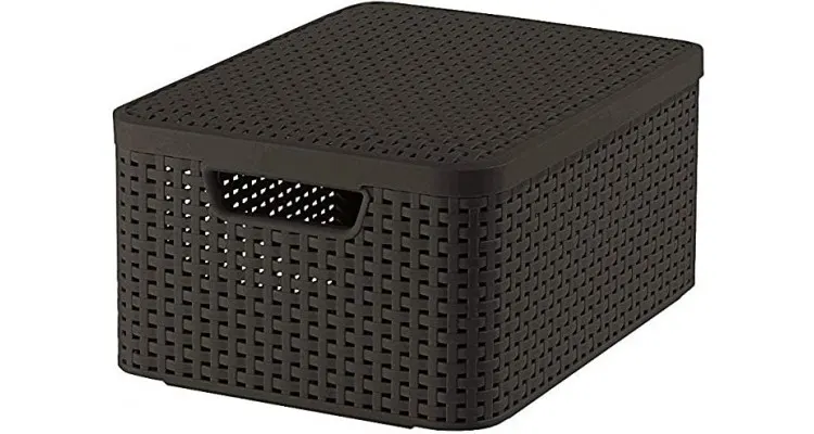 Cutie depozitare cu manere 18L (M) rattan maro cu capac