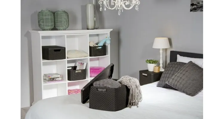 Cutie depozitare cu manere si capac 7L (S), design rattan maro — imaginea 3
