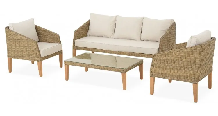 Set mobilier DEBBY terasa/gradina, 2 fotolii, canapea si masa — imaginea 3