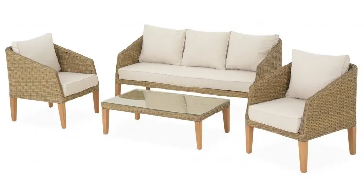 Set mobilier DEBBY terasa/gradina, 2 fotolii, canapea si masa — imaginea 4