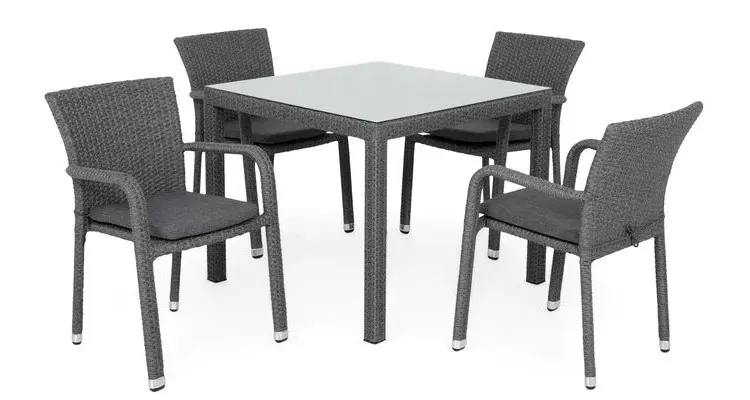 Set mobilier HORECA terasa si gradina, 4 scaune si masa,gri — imaginea 2