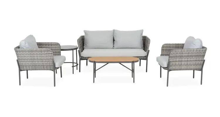 Set mobilier exterior, poliratan, 4 locuri, 2 fotolii, canapea si 2 masute LILLE — imaginea 2