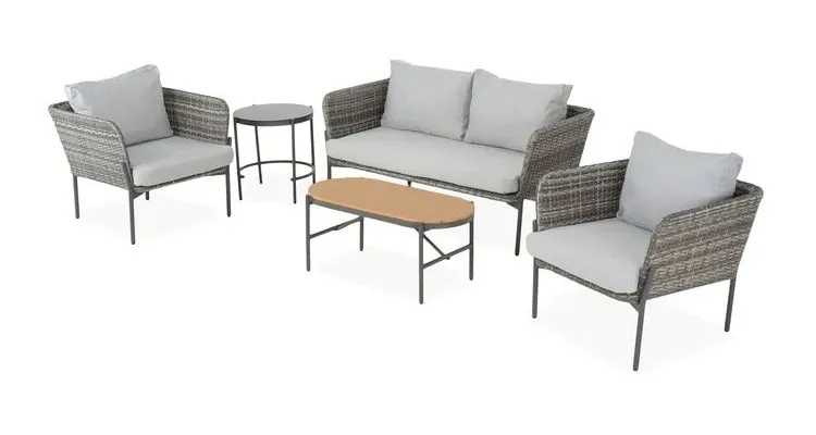Set mobilier exterior, poliratan, 4 locuri, 2 fotolii, canapea si 2 masute LILLE — imaginea 3