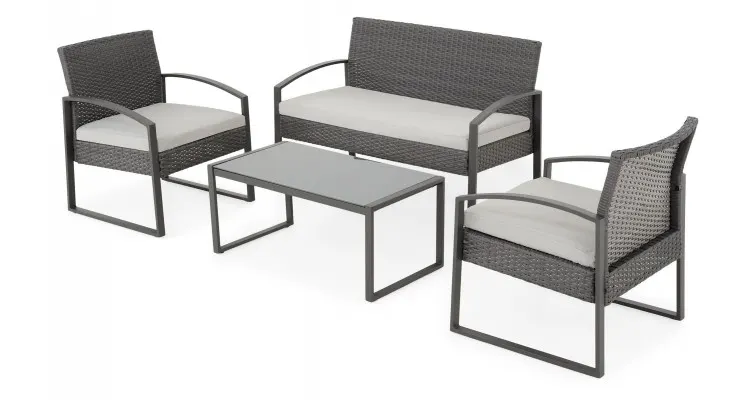Set mobilier BREDA terasa si gradina, canapea 2 locuri, 2 fotolii si masuta — imaginea 2