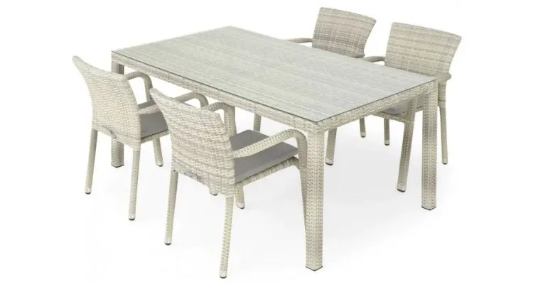 Set mobilier gradina, dining, 4 scaune si masa, aluminiu si poliratan, HORECA — imaginea 3