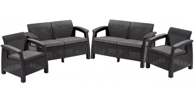 Set mobilier gradina, Corfu Fiesta, ratan sintetic, grafit — imaginea 2