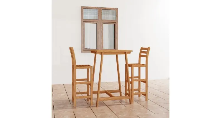 Set bar de exterior, 3 piese, lemn masiv de acacia — imaginea 2