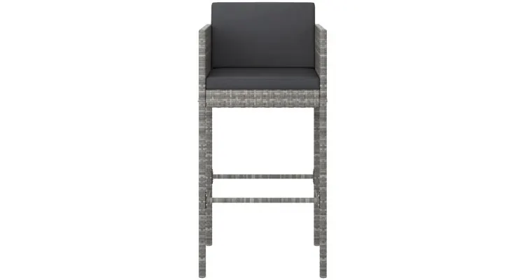 Set mobilier bar de gradina, cu perne, 3 piese, gri, poliratan — imaginea 4