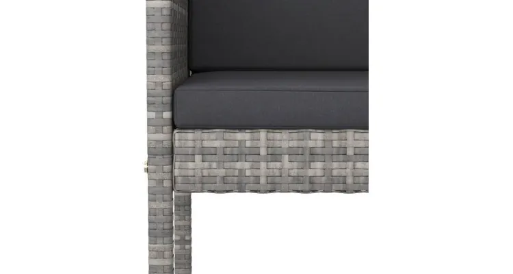 Set mobilier bar de gradina, cu perne, 3 piese, gri, poliratan — imaginea 5